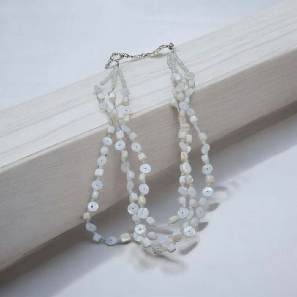 White Bead Dangle Necklace
